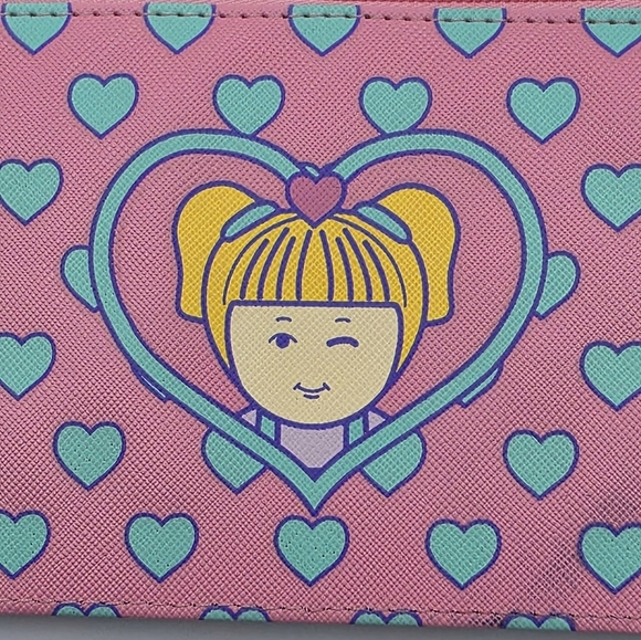 The Tiny World of Polly Pocket Teal & Pink Heart Pattern Coin & Card Clutch - Picture 5 of 8